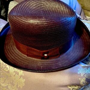 Stylish Burgundy Straw Hat